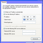 Setting a static IP address (Windows XP)
